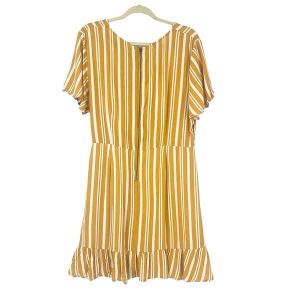 Xhilaration Women’s Short Sleeve Striped Faux Wrap Midi Dress Amber Size XL - Picture 8 of 11